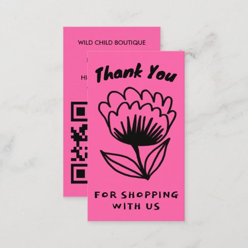 BOLD BLOOM ORDER THANK YOU Minimal Floral QR code  Business Card