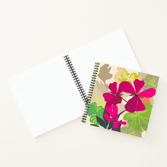Bold Blooming Geraniums Florist Modern  Notebook (Inside)