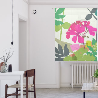 Bold Blooming Geraniums Florist Modern  Sheer Curtains