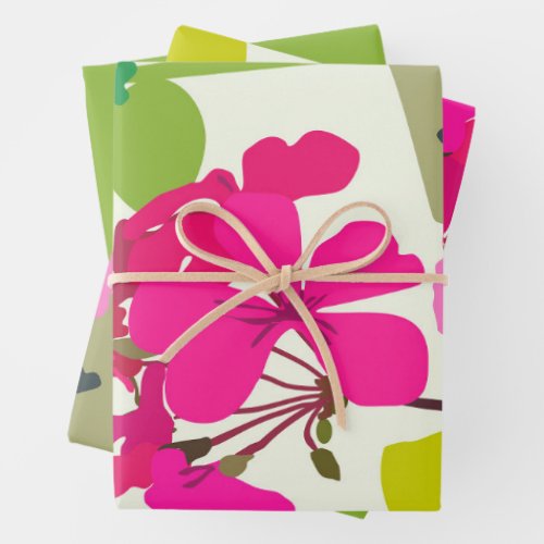 Bold Blooming Geraniums Florist Modern  Wrapping Paper Sheets