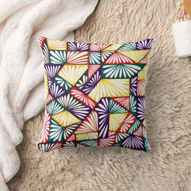 Bold Blooms: Colorful Pattern Throw Pillow (Blanket)