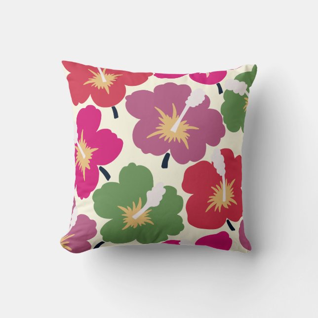 Bold Blooms Multicolored  Throw Pillow (Front)