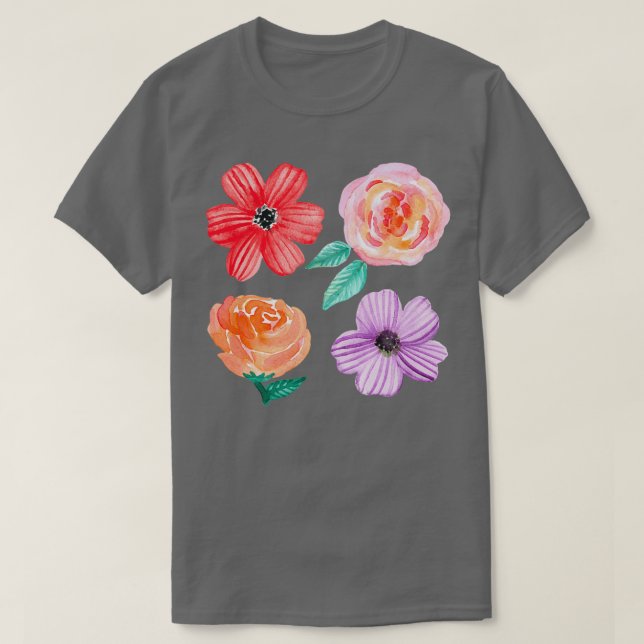 Bold Blooms on Beige T-Shirt (Design Front)