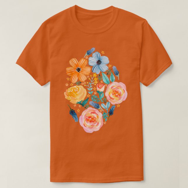 Bold Blooms on Dark Teal T-Shirt (Design Front)