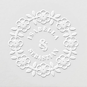 Bold Blossom Wreath Wedding Seal for Bride & Groom Embosser
