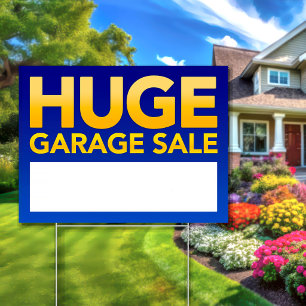 Bold, Blue 18"x24" Huge Garage Sale Yard Sign
