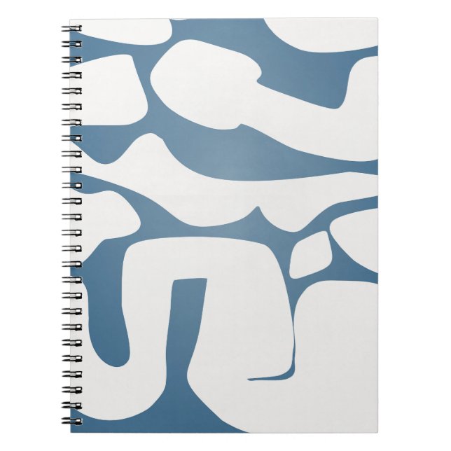 Bold Blue Abstract Blob Pattern Notebook (Front)