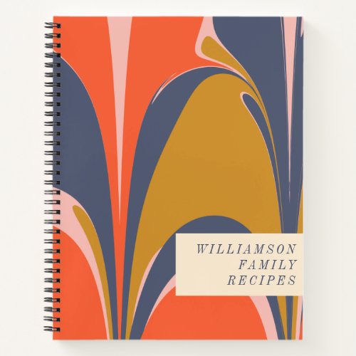 Bold Blue and Gold Abstract Design Custom Recipe Notebook