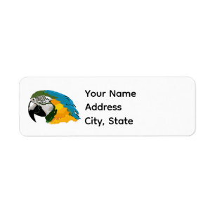 Bold Blue and Gold Macaw Address Label