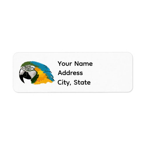 Bold Blue and Gold Macaw Address Label