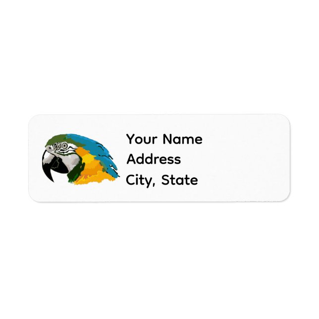Bold Blue and Gold Macaw Address Label (Front)