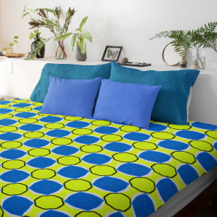 Bold Blue and Lemon Geometric Duvet Cover