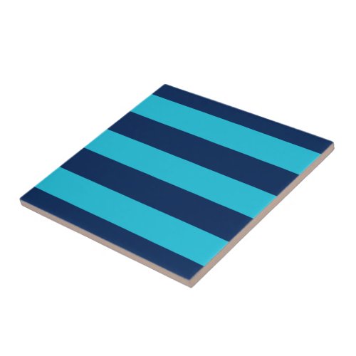 Bold Blue and Navy Stripes Ceramic Tile