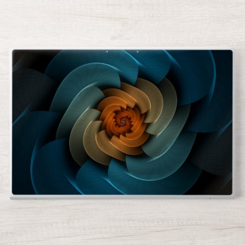 Bold Blue and Orange Abstract Spiral HP Laptop Skin