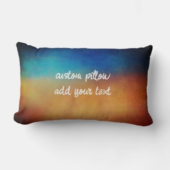 Bold Blue And Orange Distressed Add Your Text  Lumbar Pillow by annpowellart at Zazzle