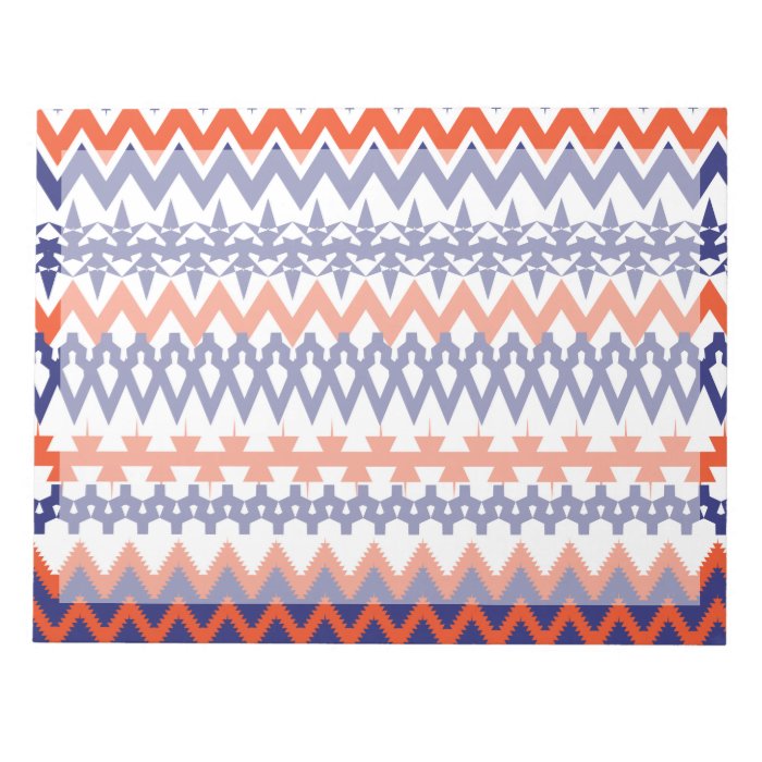 Bold Blue and Orange Tribal Chevron Pattern Note Pads