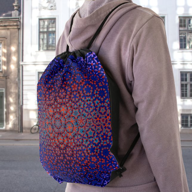 Bold Blue And Red Pattern Drawstring Backpack (Creator Uploaded)