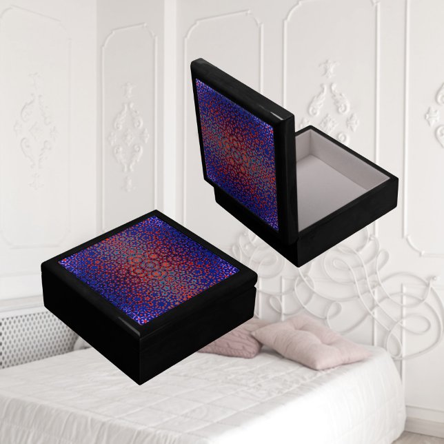 Bold Blue And Red Pattern Jewelry Keepsake Box (Creator Uploaded)