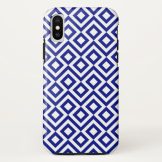 Bold Blue and White Geometric Meander iPhone X Case