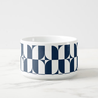 Bold Blue and White Mid-Century Modern Geometric Bowl