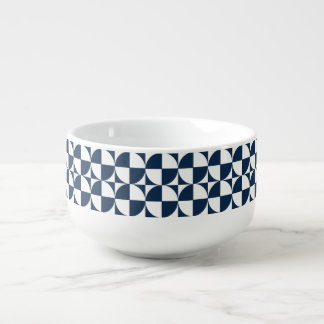 Bold Blue and White Mid-Century Modern Geometric S Soup Mug