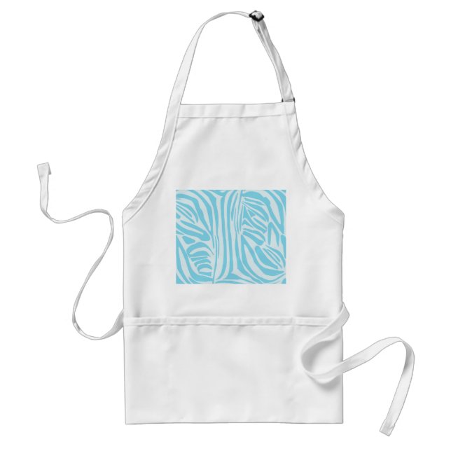 Bold Blue and White Zebra Print Adult Apron (Front)