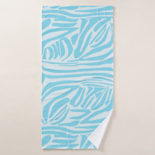 Bold Blue and White Zebra Print Bath Towel