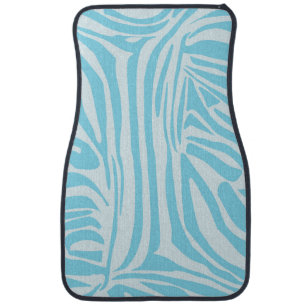 Bold Blue and White Zebra Print Car Floor Mat
