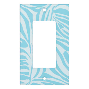 Bold Blue and White Zebra Print Light Switch Cover