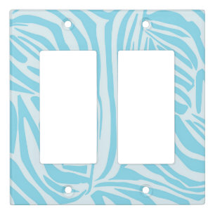 Bold Blue and White Zebra Print Light Switch Cover