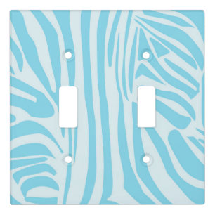 Bold Blue and White Zebra Print Light Switch Cover