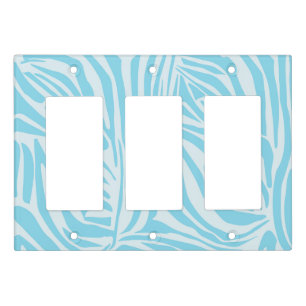 Bold Blue and White Zebra Print Light Switch Cover