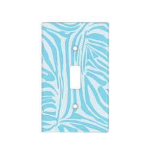 Bold Blue and White Zebra Print Light Switch Cover
