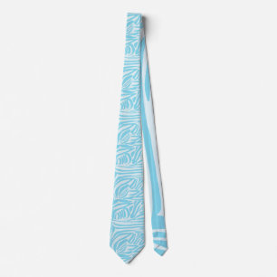 Bold Blue and White Zebra Print Neck Tie