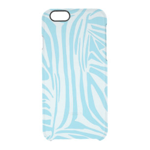 Bold Blue and White Zebra Print Clear iPhone 6/6S Case
