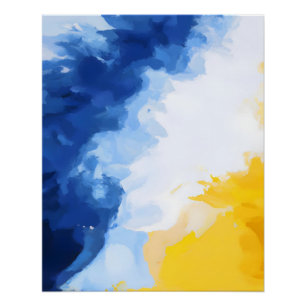 Bold Blue and Yellow Abstract Flow Poster