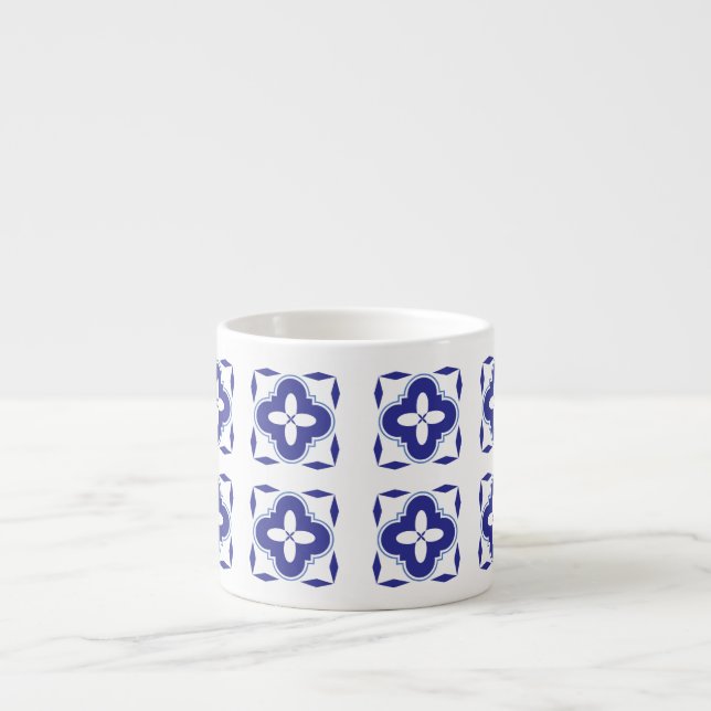 Bold Blue Azulejo Espresso Cup (Front)