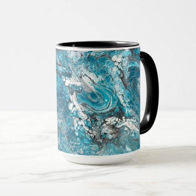 Bold Blue & Black Abstract Mug (Front Right)