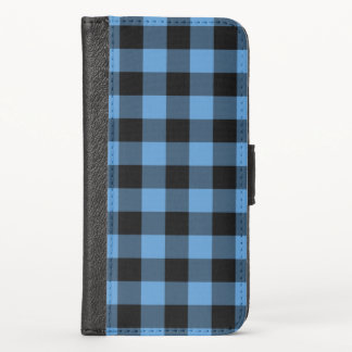 Bold Blue Black Buffalo Check Pattern iPhone XS Wallet Case