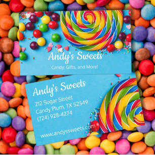 Bold Blue Colorful Sweets Candy Business Card
