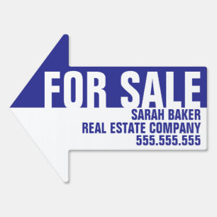 Bold Blue Directional For Sale Sign