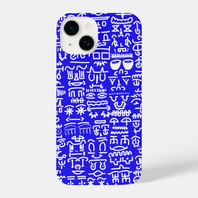 Bold Blue Doodle Pattern iPhone Case (Back)