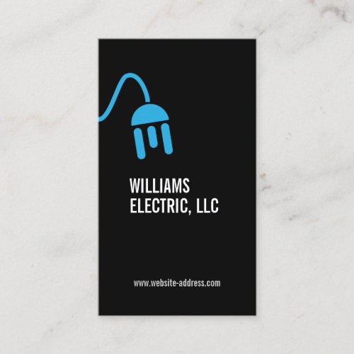 BOLD BLUE ELECTRICIAN LOGO MODERN BUSINESS CARD