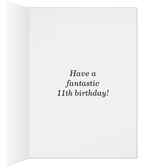 Bold, Blue, Faux Gold 11th Birthday w/ Name Card (Inside (Right))