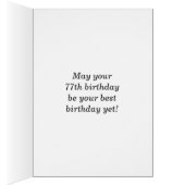 Bold, Blue, Faux Gold 77th Birthday w/ Name Card (Inside (Right))