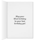 Bold, Blue, Faux Gold 92nd Birthday w/ Name Card (Inside (Right))