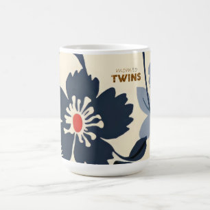 Bold Blue Floral Mom to Twins Coffee Mug