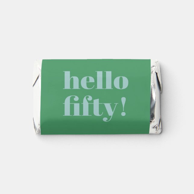 Bold Blue Green Cute Modern Custom 50th Birthday Hershey's Miniatures (Front)
