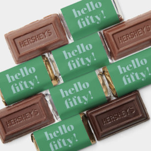 Bold Blue Green Cute Modern Custom 50th Birthday Hershey's Miniatures