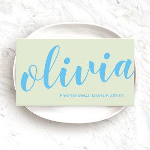 Bold Blue Handwritten Script Calligraphy Business Card